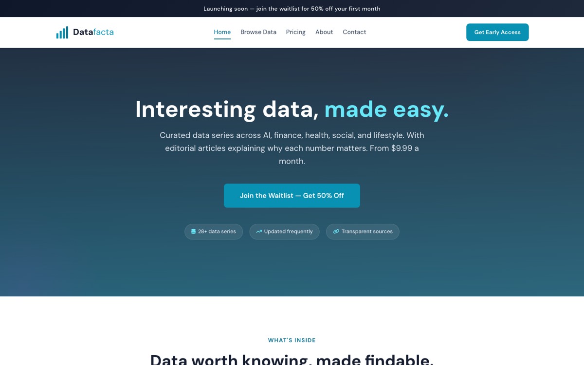 Datafacta homepage